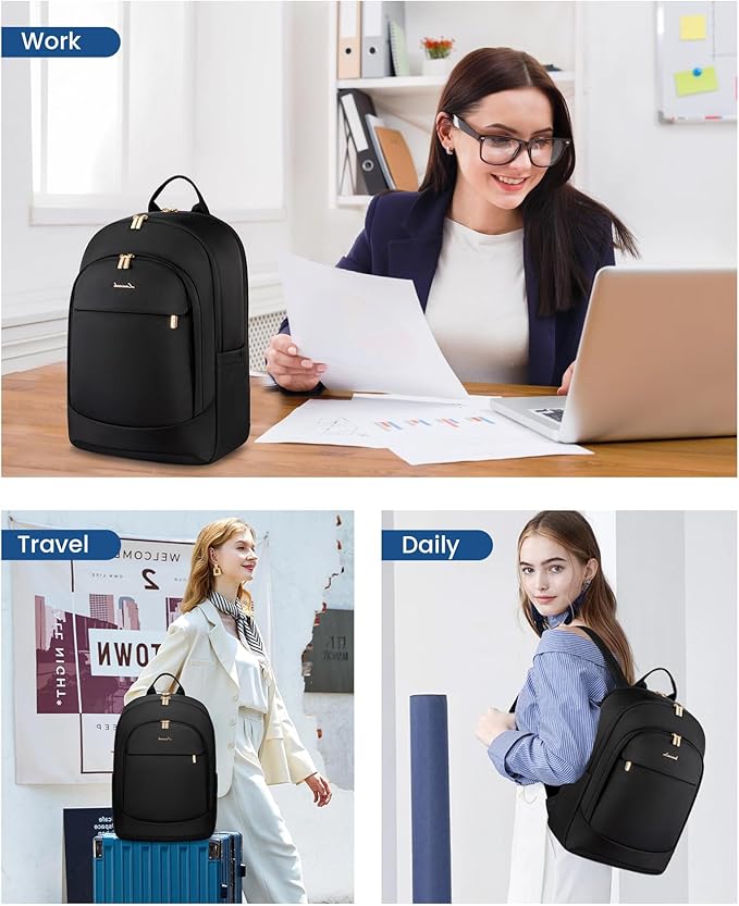 LOVEVOOK Laptop Backpack for Women, 18 Inch Business Backpack Purse, Large Capacity Casual Daypack, 17.3 Inch Work Computer Backpack, Travel Backpack for College