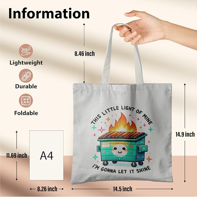 Dumpster Gifts Tote Bag, This Little Light of Mine Dumpster Canvas Tote Bag