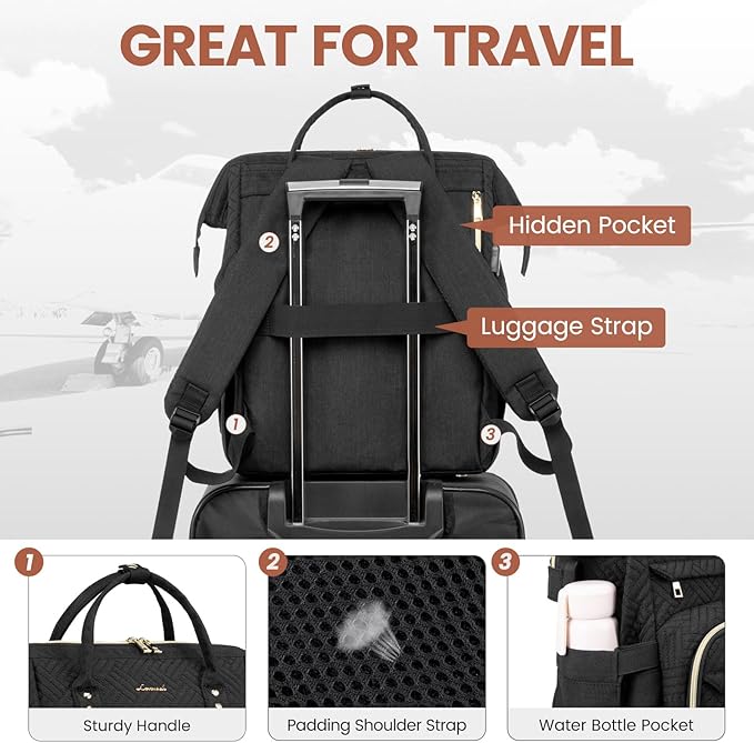 LOVEVOOK Laptop Backpack for Women,17 Inch Professional Womens Travel Backpack Purse Computer Laptop Bag Nurse Teacher Backpack,Waterproof College Work Bag Carry on Back Pack with USB Port,Black Plait