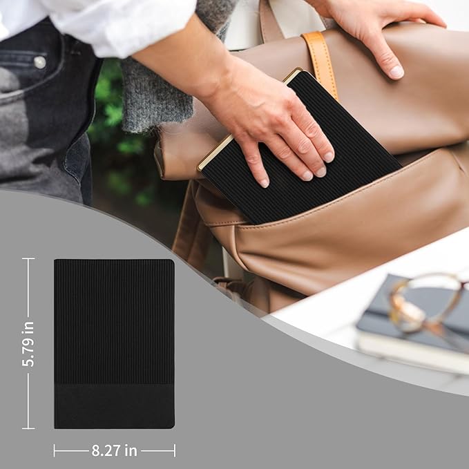 Lined Journal Notebook for Work College Ruled Note Book 5.79"x8.27" A5 PU Leather Daily Journaling 216 Pages for Women Men Writing Home School Supplies Business (A5 Lined 216pages, 2 Pack-BlackRed)