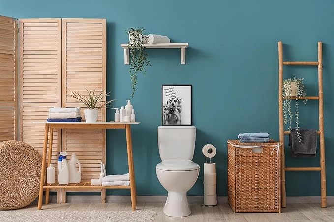 Orvannaatr Frame Bathroom Wall Art, Black and White Meerkat Canvas Wall Art - Meerkat Painting with Camera - for Toilet Bathroom Animal Art- 11 "x 14"