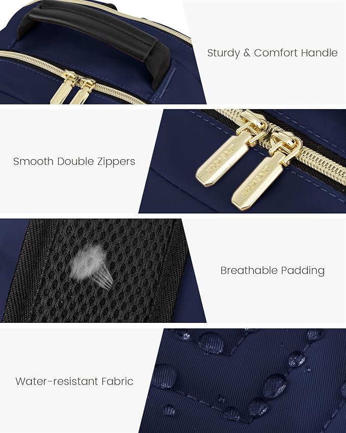 LOVEVOOK Laptop Backpack Purse for Women, Work Business Travel Computer Bags, College Nurse Backpack for Womens, Quilted Casual Daypack with USB Port, Fit 15.6 Inch Laptop, Navy