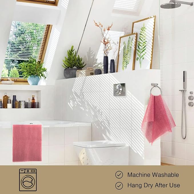 UJFQBH African Net Sponge African Net Long Net Bath Sponge Exfoliating Shower Body Scrubber Back Scrubber Skin Smoother,Great for Daily Use (Pink)