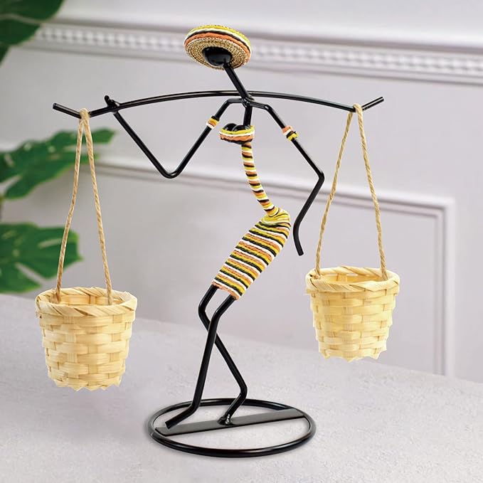 Creative Tea Candle Holder Tealight Holder with Bamboo Baskets and Candle Lights, Great for Decorative Candle Holders Home Decor Centerpiece, Unique Candle Holders