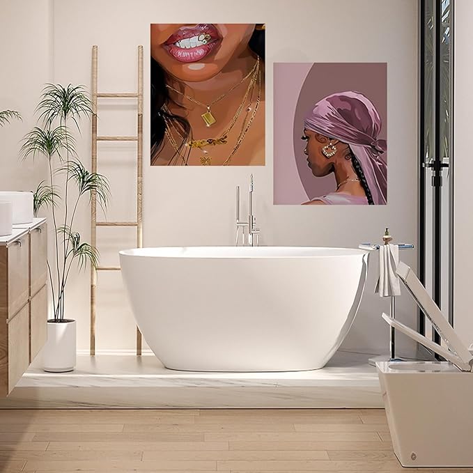 4 PCS Fashion Black Woman Aesthetic Poster Set Empowering Trendy Wall Art Abstract Black Girl Painting Magic Canvas Picture Prints for Bedroom Living Room Beauty Salon Office Decor 12x16 Inch Unframe