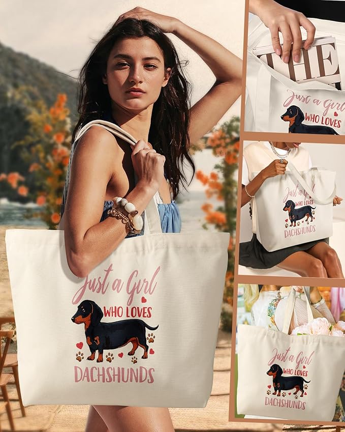 Large Tote Bag for Women - Aesthetic Cute Big Canvas Bags with Zipper Cotton Shoulder Bag for Gym, Travel, Work