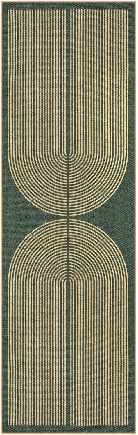 Lahome Modern Rainbow Easy Jute Kitchen Runner, 2x8 Indoor Outdoor Runner Rug for Hallway Entryway, Farmhouse Dark Green Non Slip Floor Carpet for Bedroom Foyer Laundry Room