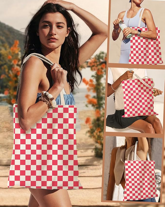 Aesthetic Canvas Tote Bag with Inner Pocket for Women, Cloth Cotton Totes Bag with Pattern for Shopping, Gym