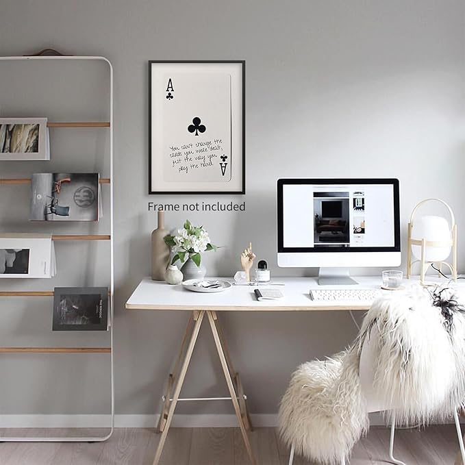 XSCQ Funky Black and White Lucky Ace Poker Canvas Wall Art Funny Modern Preppy Playing Card Posters Trendy Minimalist Black Art Prints Painting Retro Aesthetic Wall Decor 24x36 inch Unframed