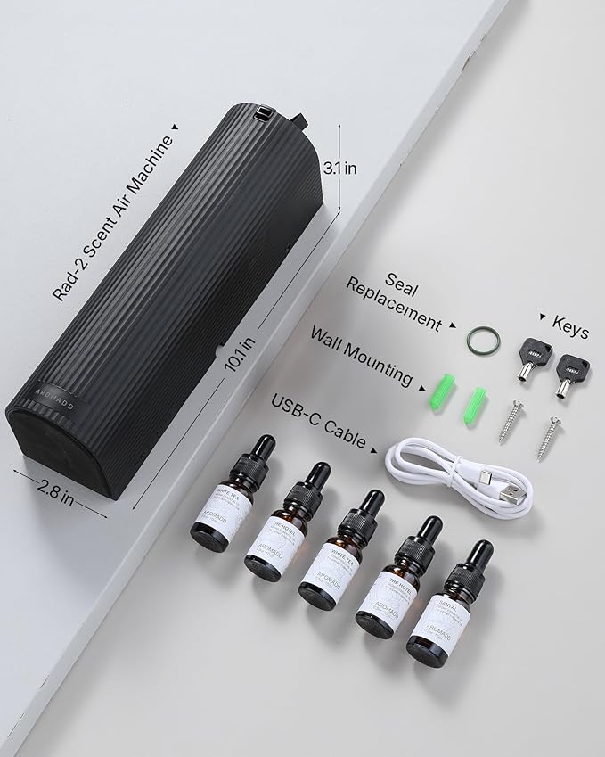 Scent Diffuser Starter Kit – Waterless Essential Oil Diffuser for Home, 1500 Sq.Ft Coverage Scent Air Machine, Smart Auto Mode Hotel Collection Diffuser with Cold Air Tech (Black)