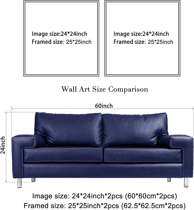 Pyradecor Large Gold Framed Canvas Wall Art Magnolia Flowers 2 Panels Floral Canvas Prints Brown Pictures for Living Room Bedroom Home Decorations