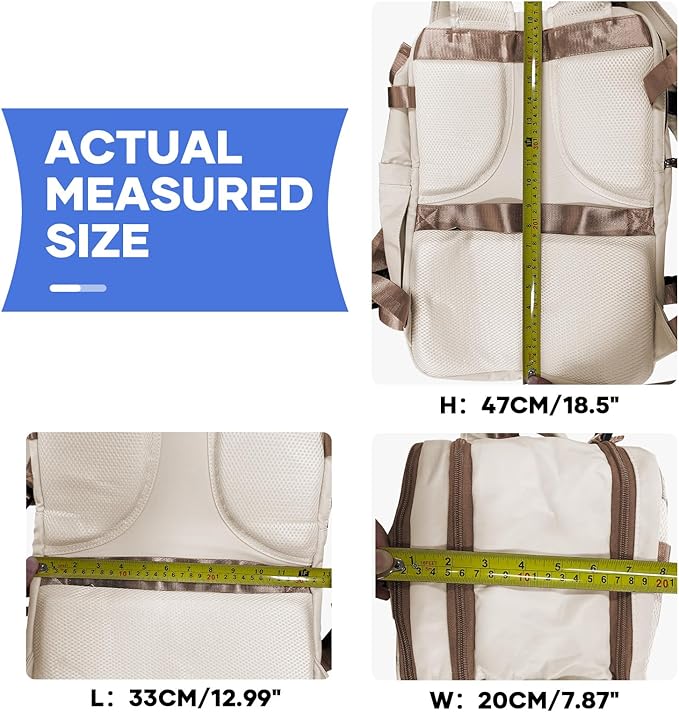 coowoz Large Travel Backpack For Women Men,Carry On Backpack Flight Approved,Hiking Outdoor Rucksack Casual Daypack Travel Bag Essentials Personal Item Backpack (Beige Brown-L)
