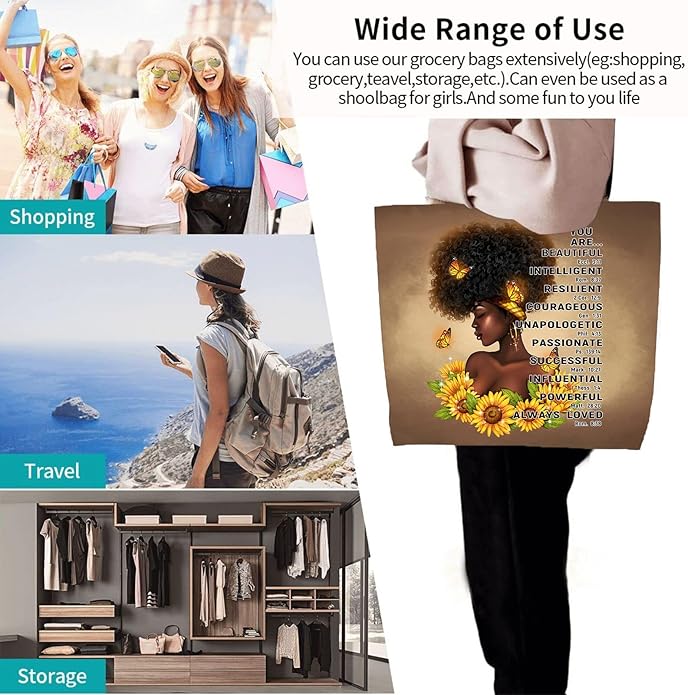 IAGM Women Tote Bags African American Woman Shoulder Bag Afro Black Girl Magic Satchel Handbags For Shopping,Work,Grocery,Gym