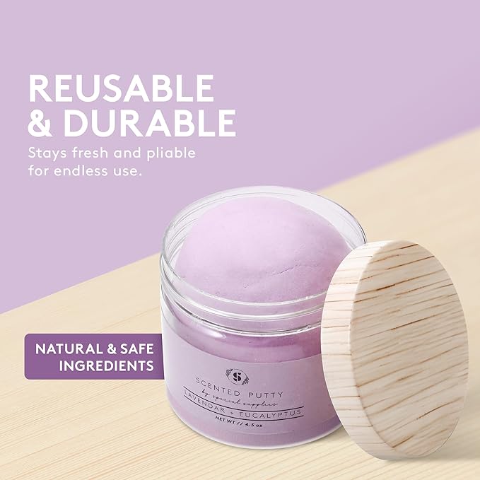 Special Supplies Scented Therapy Putty Dough - Infused with Pure Essential Oils for Aromatherapy and Meditation- Relaxation Gifts for Kids and Adults - Non-Stick (Lavender & Eucalyptus (4.5 oz))