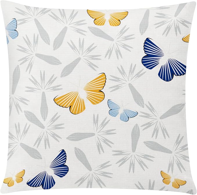 COMMINY Yellow Blue Pillow Covers 18x18 Set of 6, Daisy Flower Throw Pillow Cover Case Rustic Square Cushion Cover for Sofa Bedroom Living Room Farmhouse Home Decor