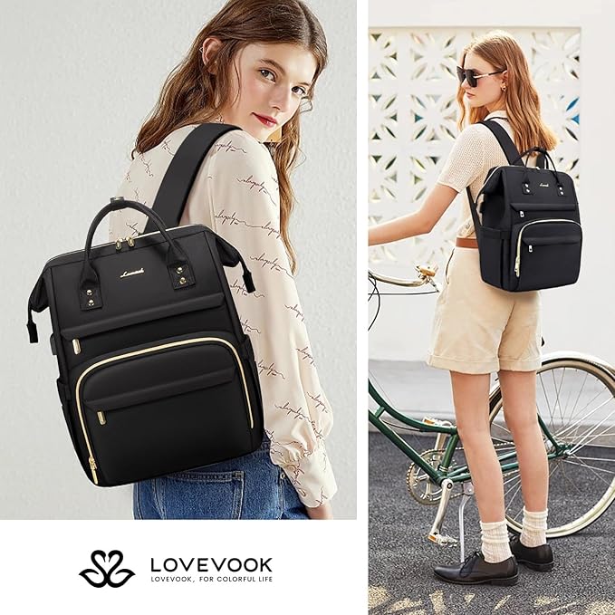 LOVEVOOK Laptop Backpack for Women 14 Inch, Teacher Nurse Work Bag Anti-Theft Travel Backpack with USB Charging Port for College Business Casual
