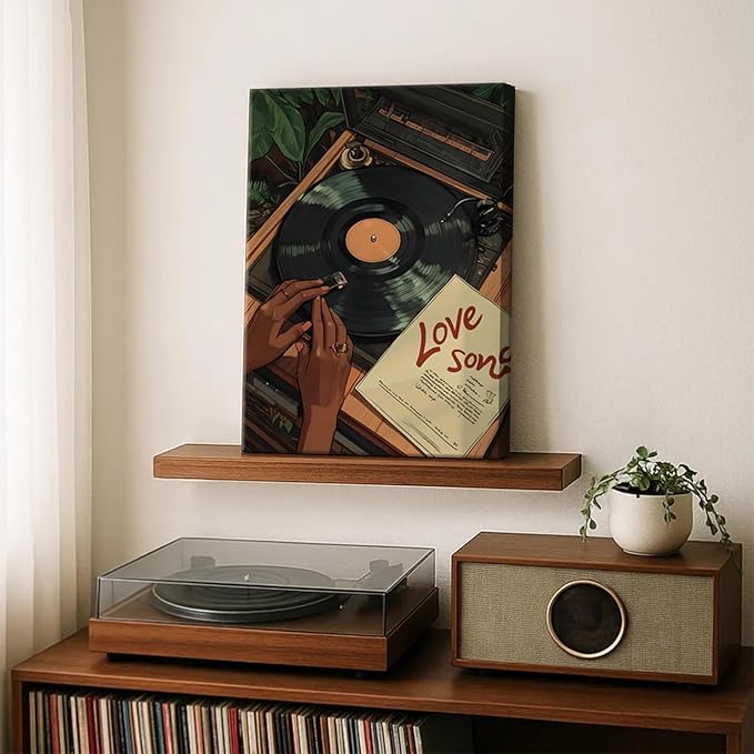 Black Woman Wall Art Set of 3 Fashion Black Girl Wall Decor, Trendy African American Women Music Poster Song Lover Canvas Prints Artwork for Bedroom Living Room 16x24 inch Framed