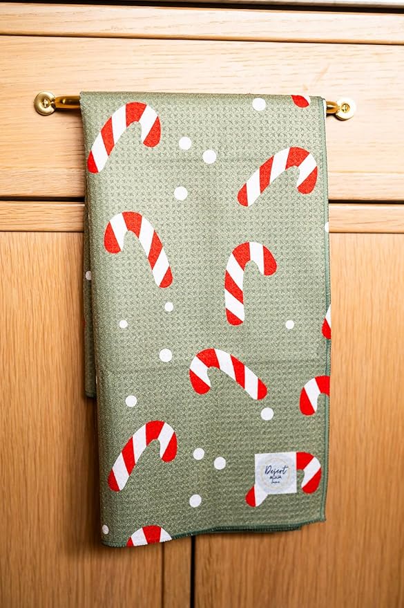 || 3 Pack|| Double Sided || Not Your Ordinary Dish Towels || Waffle Weave Microfiber|| Highly Absorbent || Hanging Loop || Dish Cloths || Modern || Designer Prints (Christmas Holly)