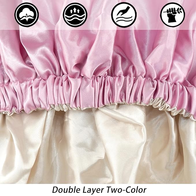 Satin Bonnet Silk Bonnet Hair Bonnet for Sleeping-Slouchy Beanie Hat Satin Sleep Cap for Women's Natural & Curly Hair(Dark Pink)