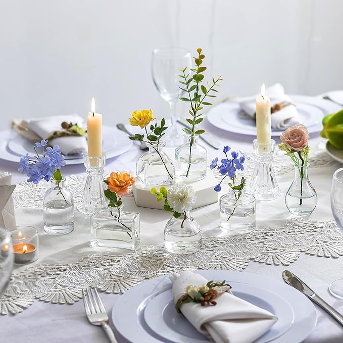 Glasseam Clear Glass Vases for Centerpieces: Mini Flower Vase Set 42Pcs Bud Vases in Bulk - Modern Small Vases for Home Room Wedding Party Dining Table Center Decor