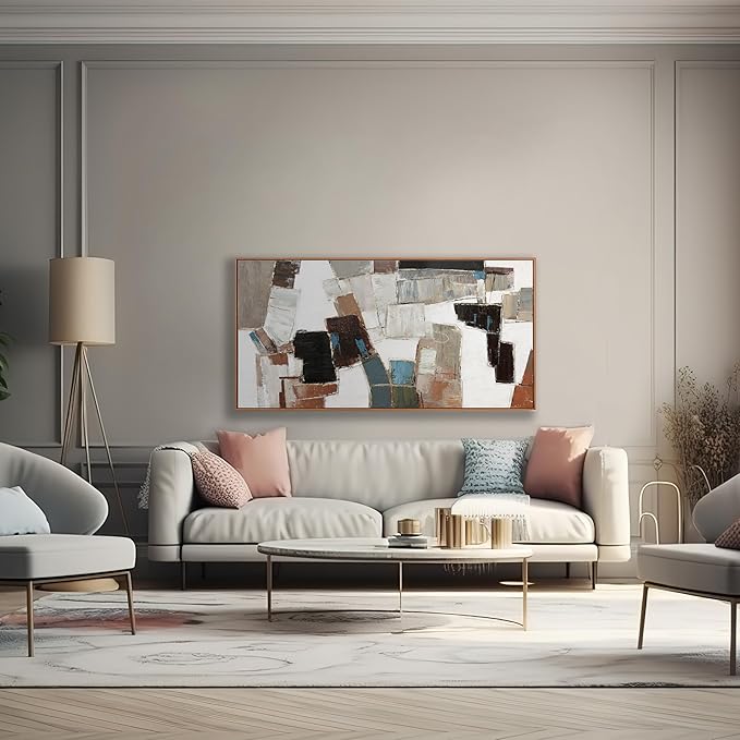 Abstract Wall Art Canvas Minimalist Geometric Line Art Painting Modern Artwork Wall Decor Modern Minimalism Artwork For Living Room Bedroom Dining Room Office 24x48 Inch Framed