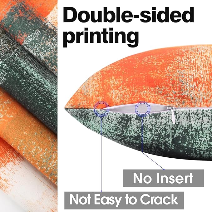 Burnt Orange Throw Pillow Covers 16x16 Set of 4 Decorative Cushion Cover Taupe Abstract Art Painting Pillow Covers for Sofa Couch Bedroom Living Room Outdoor Home Décor