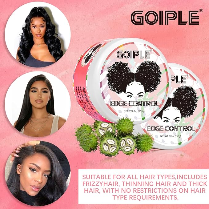 8.8oz Edge Control Wax for Women Strong Hold Non-greasy Edge Control Smoother Edge Wax Styling Gel Edge Control for Black Hair No Flaking, White Residue, Shine and Smooth (Sweet Peach)