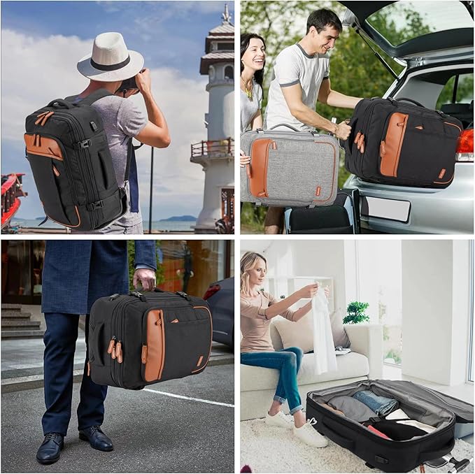 Rolling Backpack for Men and Women, Extra Large 42L Travel Backpack with Wheels, 17.3 Inch Carry-On Laptop Bag with 4 packing cubes for Business and Work, Large Capacity Rolling Bag