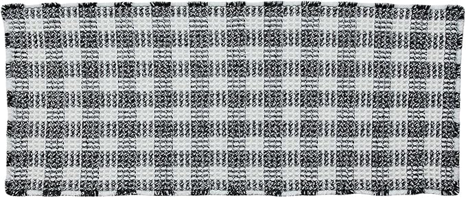 Waffle Runner Rug Bathroom, Long Boho Bathroom Rugs Non Slip Washable Absorbent Checkered Bathroom Mat Quick Dry Farmhouse Bath Mat, 60"x24" Black and White