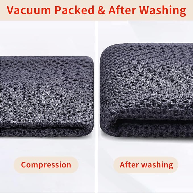 Homaxy 100% Cotton Oversized Waffle Weave Kitchen Dish Towels, Ultra Soft Absorbent Quick Drying Cleaning Towel, 20 x 28 Inches, 6-Pack, Dark Grey