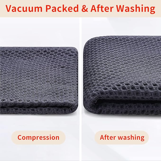 Homaxy 100% Cotton Waffle Weave Kitchen Dish Cloths, Ultra Soft Absorbent Quick Drying Dish Towels, 12 x 12 Inches, 12-Pack, Dark Grey