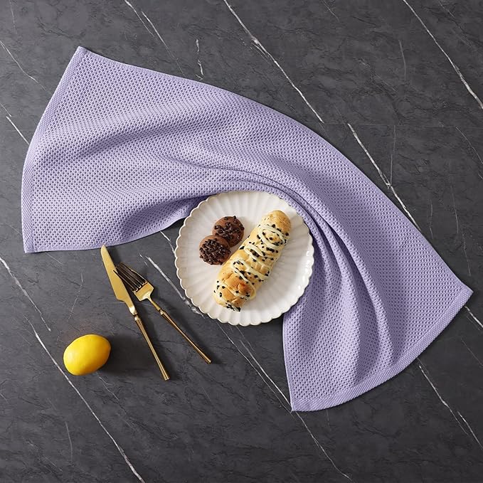 Homaxy 100% Cotton Kitchen Towels and Dishcloths Set, 12 x 12 Inches and 13 x 28 Inches, Set of 12 Bulk Kitchen Towels Set, Ultra Soft Absorbent Dish Cloths for Washing Dishes, Lavender