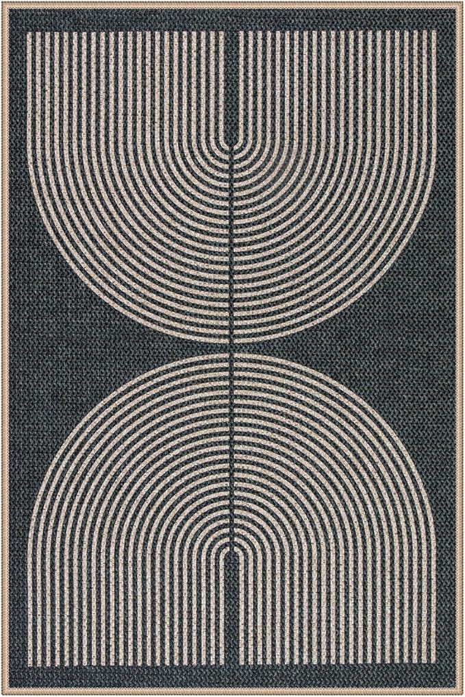 Lahome Rainbow Outdoor Mats for Front Door, 2x3 Small Washable Kitchen Rugs, Farmhouse Neutral Throw Rug Non Slip Non Shedding Indoor Outdoor Carpet for Entryway Foyer