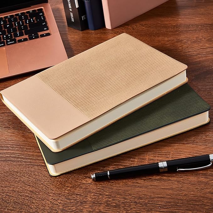 Lined Journal Notebook for Work College Ruled Note Book 5.79"x8.27"A5 PU Leather Daily Journaling 216 Pages for Women Men Writing Home School Supplies Business (A5 Lined 216pages, 03-Dark Green)