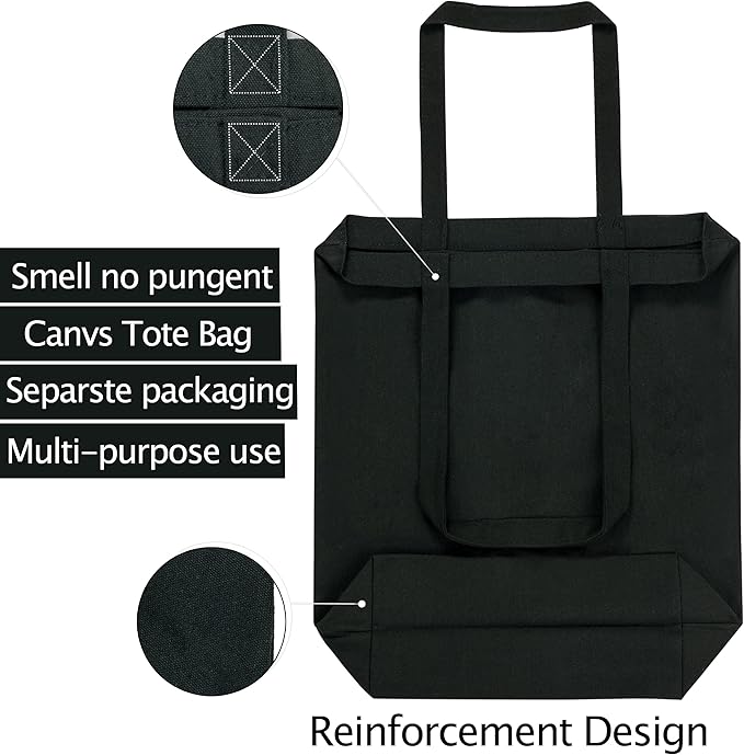 Canvas Tote Bags - 2 Pcs Multi-Purpose Reusable Bags - Perfect for Grocery, Shoppping & DIY Gifts