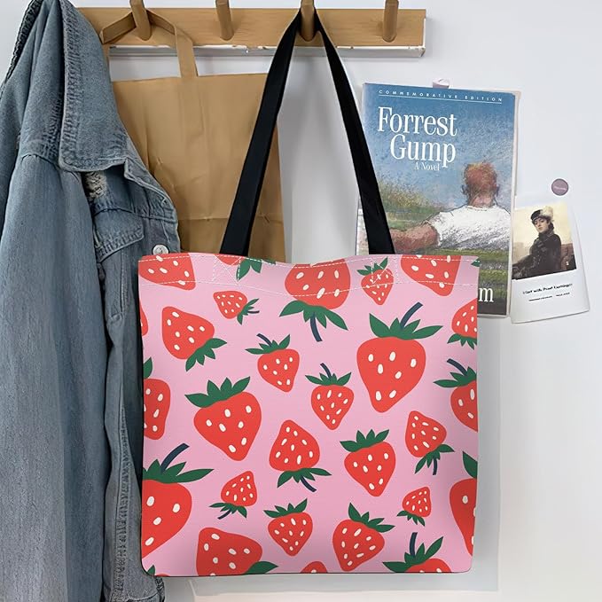 Canvas Tote Bag for Women,Cute Heavy-Duty Shoulder Bag with Zipper Pocket -Travel Tote for Grocery, Gym,Shopping