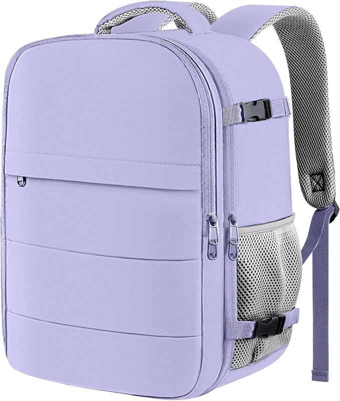 HOTOR Travel Backpack - Flight Approved Travel Bag for Men and Women, Carry on Luggage for 15.6" Laptop and Travel Essentials for Work, Business, Weekender, College 11.8"x7.9"x17.3" (Purple)