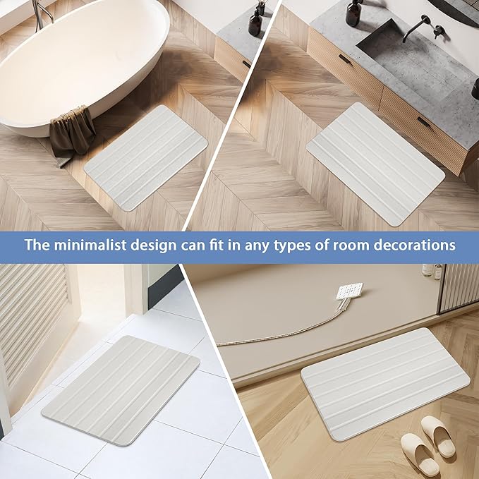 Absorbent Stone Bath Mat, Diatomaceous Earth Shower Mats, Non-Slip Water Absorbing Diatomite Stone Mat for Bathroom Floor, Quick-Drying Easy to Clean