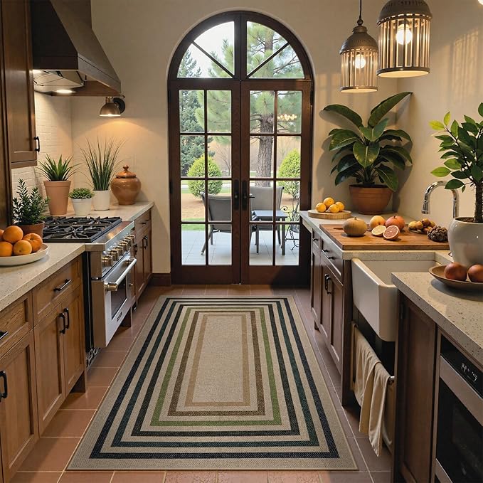 Lahome Modern Geometric Easy Jute Entryway Rug, 3x5 Washable Farmhouse Kitchen Rugs for Bedroom, Contemporary Non Slip Non Shedding Woven Carpet for Living Room