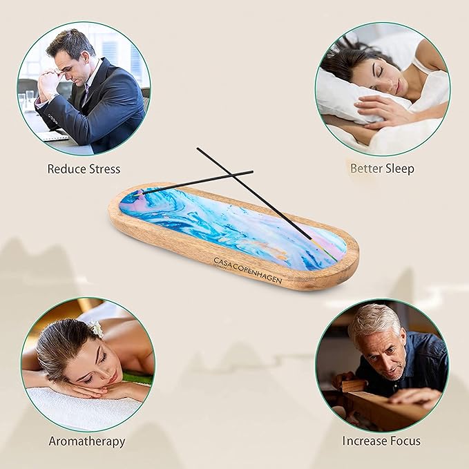 Casa Copenhagen Wooden Incense Holder & Incense Ash Catcher, Pack of 4, Modern Incense Stick Holder for Gifting & Décoration of Home,Yoga,Spa,Hotel - Spiral Galaxy