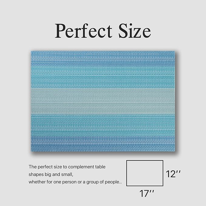 Placemats Set of 4 - Easy Clean Woven Vinyl Placemats for Dining Table, Indoor/Outdoor Place Mats, Washable PVC Table Mats(Ocean Geode)