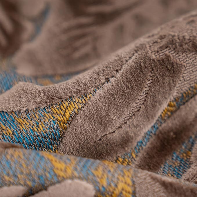 Alerfa Brown Throw Pillow Cover 12x20 Inch, Rectangle Cut Velvet Maple Leaf Embroidery Luxury Farmhosue Lumbar Decorative Pillow Cover for Couch Living Room Bedroom