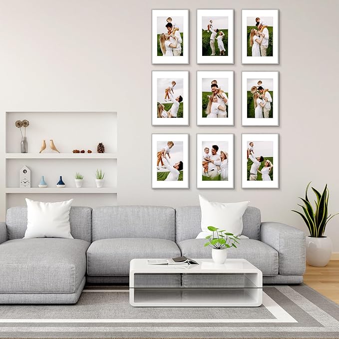 Golden State Art 16x24 Picture Frame 3 Pack - Aluminum Frames with 12x18 Removable Mats & Real Glass, Display 16x24 Posters or 12x18 Photos - Silver Gallery Wall Frames for Home Office Decor