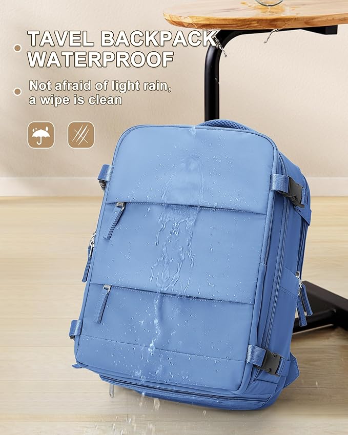coowoz Large Travel Backpack Carry On for Women Man Waterproof Gym Backpacks with Laptop Compartment Mochila de Viaje Teacher Personal Item Backpack Rucksack Airplane Accessories Must Haves Sky Blue