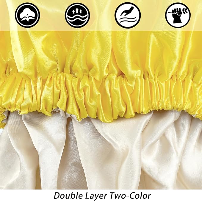 Satin Bonnet Silk Bonnet Hair Bonnet for Sleeping-Slouchy Beanie Hat Satin Sleep Cap for Women's Natural & Curly Hair(Yellow)
