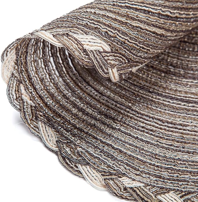 SHACOS Round Placemats Set of 4 Braided Glitter Round Table Placemats 15 inch for Wedding Holiday Party (Multicolor-Light Coffee, 4)