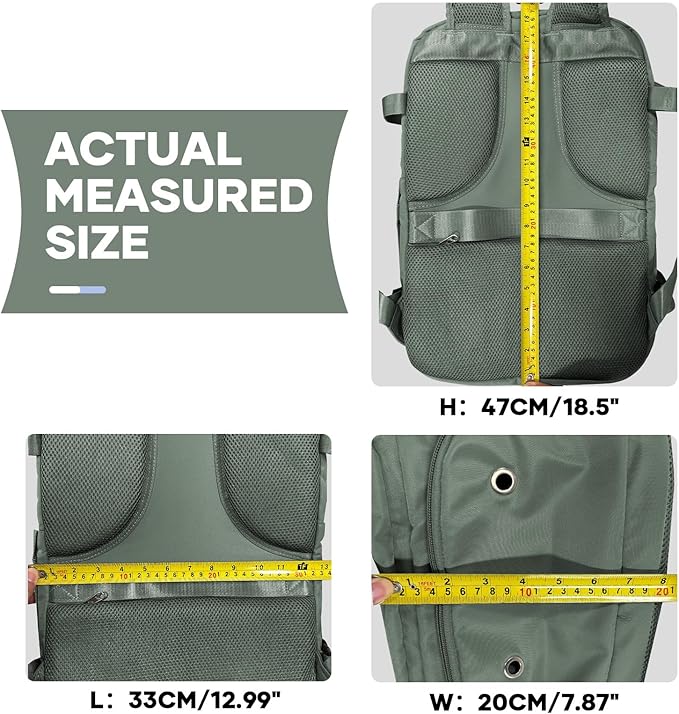 coowoz Large Travel Backpack For Women Men,Carry On Flight Approved,Hiking Waterproof Outdoor Rucksack Casual Daypack Fit 15.6 Inch Laptop Shoes Compartment (Olive Green)