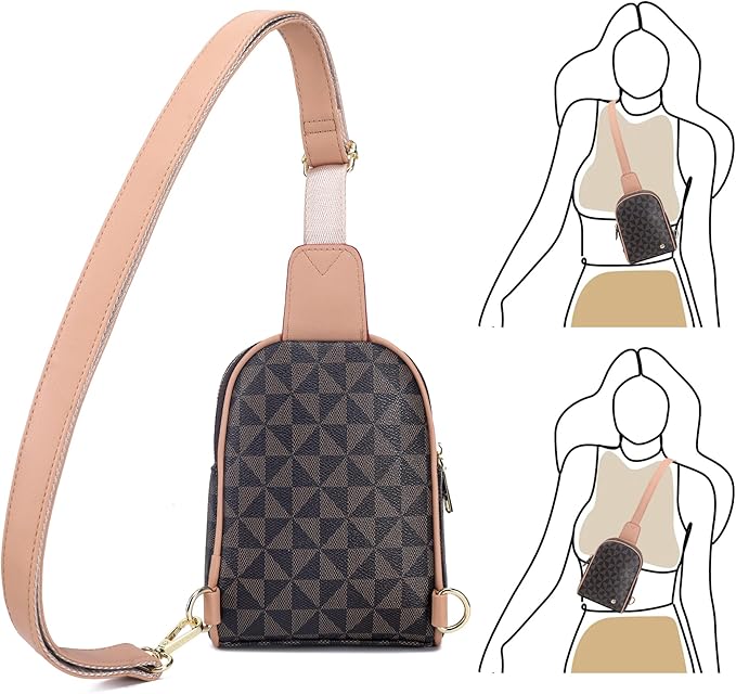 INICAT Travel Small Sling Bag Leather Crossbody Bags for Women Fanny Packs Cross Body Bag for Woman Cross Body Purses