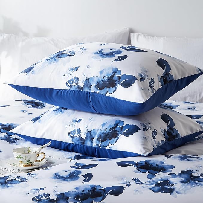 Cupocupa Duvet Cover Full Size Set Boho Floral Pattern Full Duvet Cover Set for Full Size Bed Vintage Soft Bedding Leaf Print Duvet Cover with Pillowcases