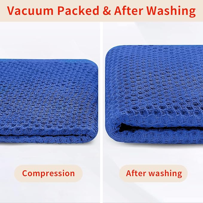 Homaxy 100% Cotton Waffle Weave Kitchen Dish Cloths, Ultra Soft Absorbent Quick Drying Dish Towels, 12 x 12 Inches, 12-Pack, Blueberry